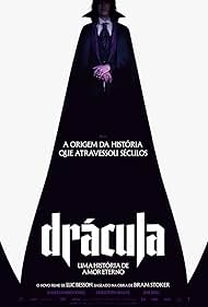 Drácula de Luc Besson: pôster oficial em formato minimalista com a silhueta da capa preta do vampiro formando uma pirâmide.