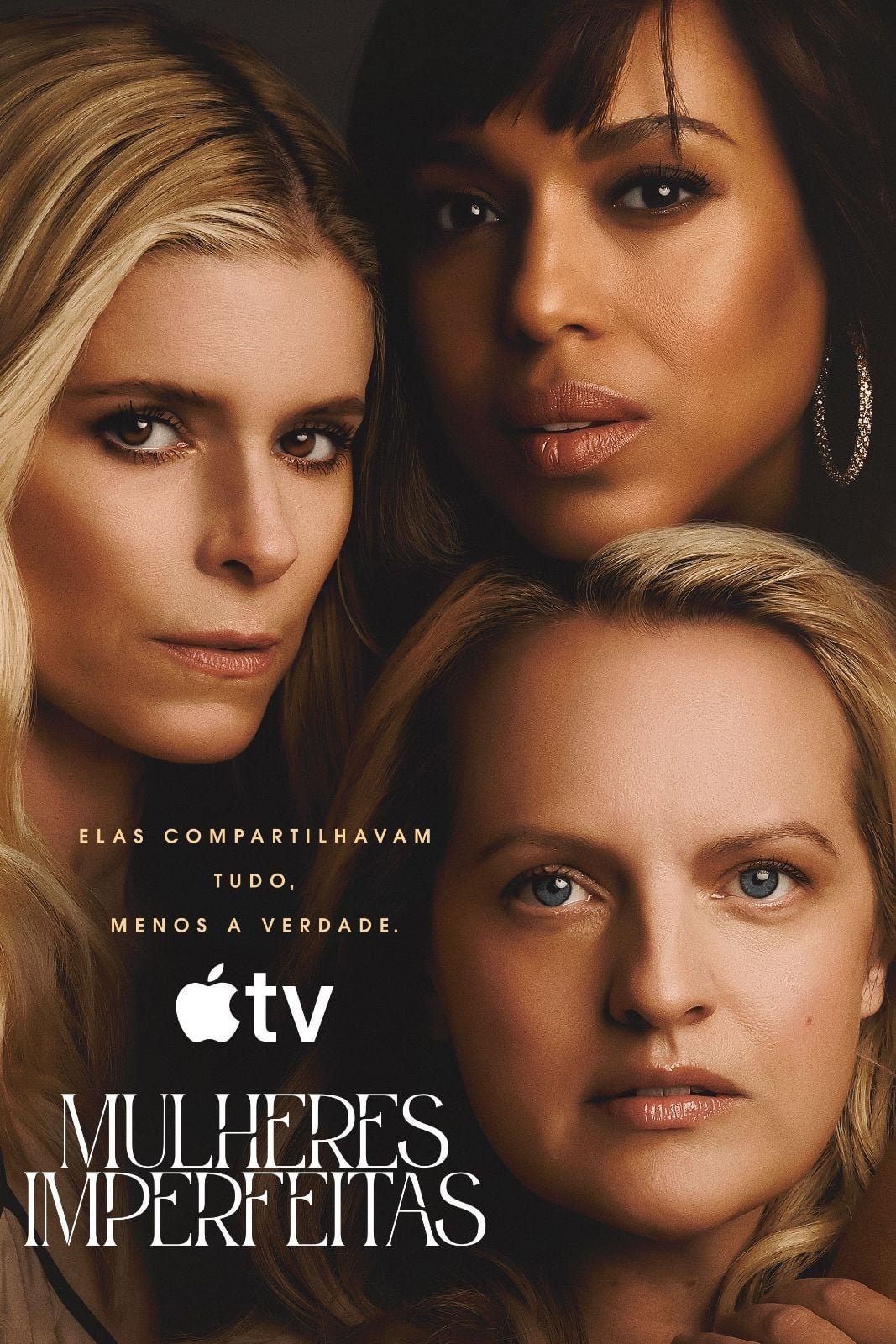 Pôster oficial nacional com as três protagonistas da série de suspense Mulheres Imperfeitas.